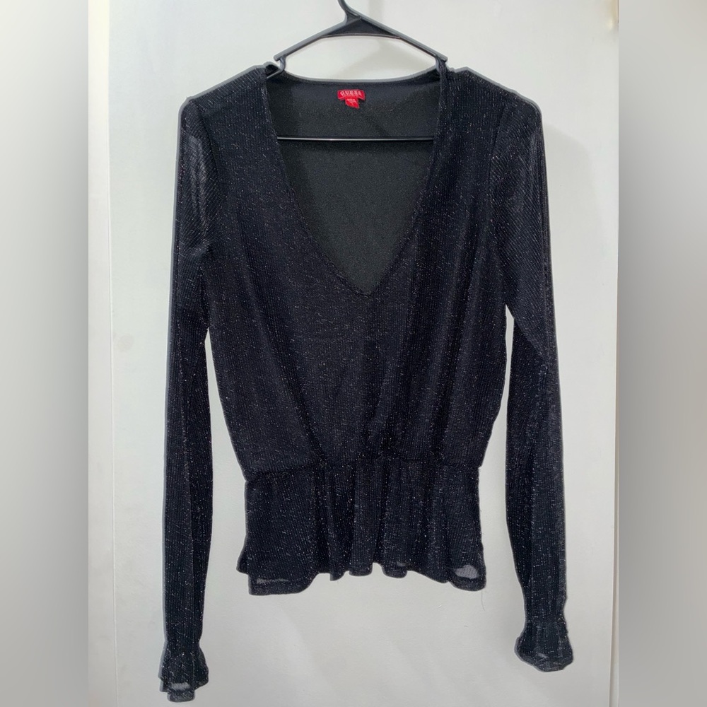 Guess Black and Gold Shimmer Blouse - Picture 5 of 5
